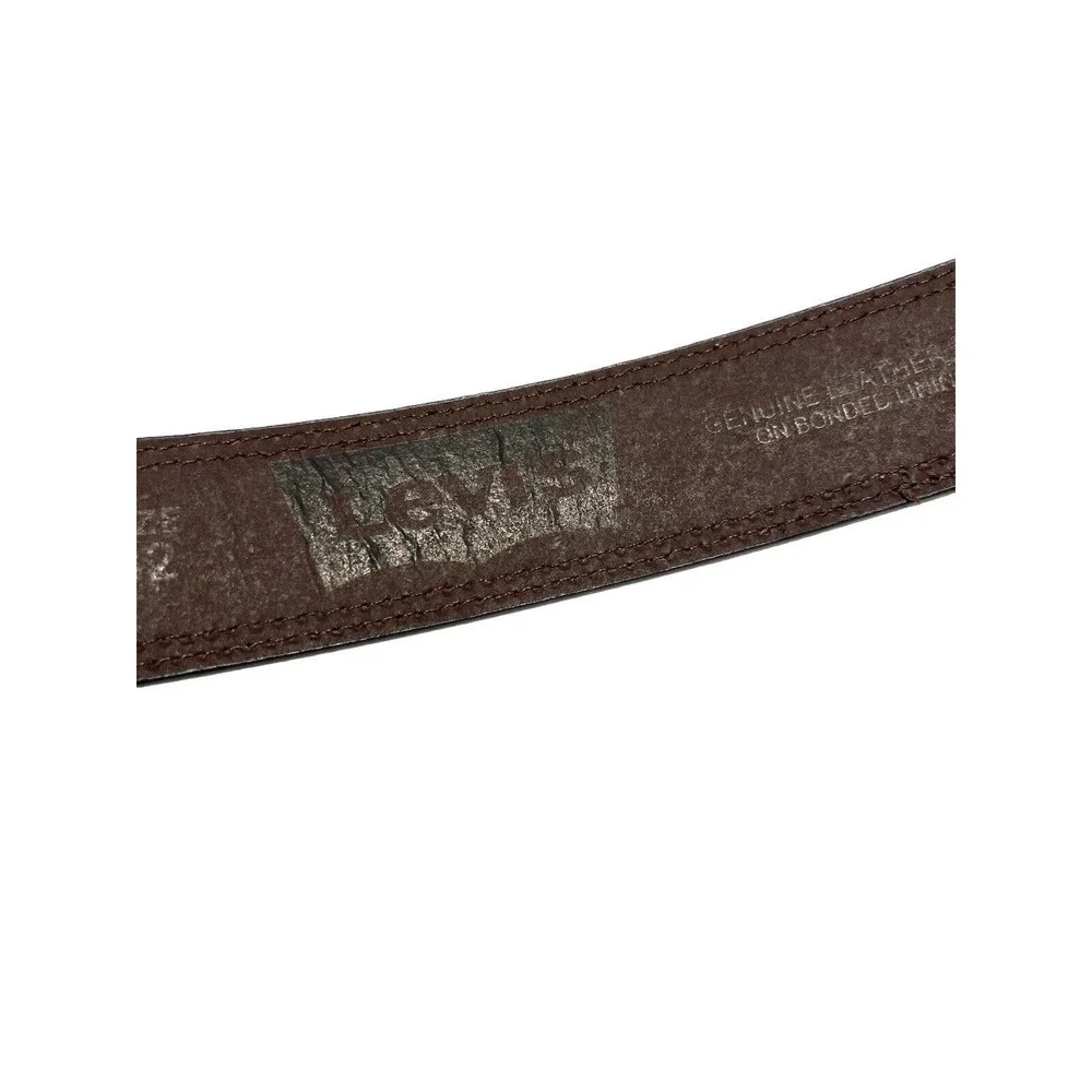 Vintage Levis‎ Belt Women's Leather Brown Heavy Brass Square Buckle Size 32